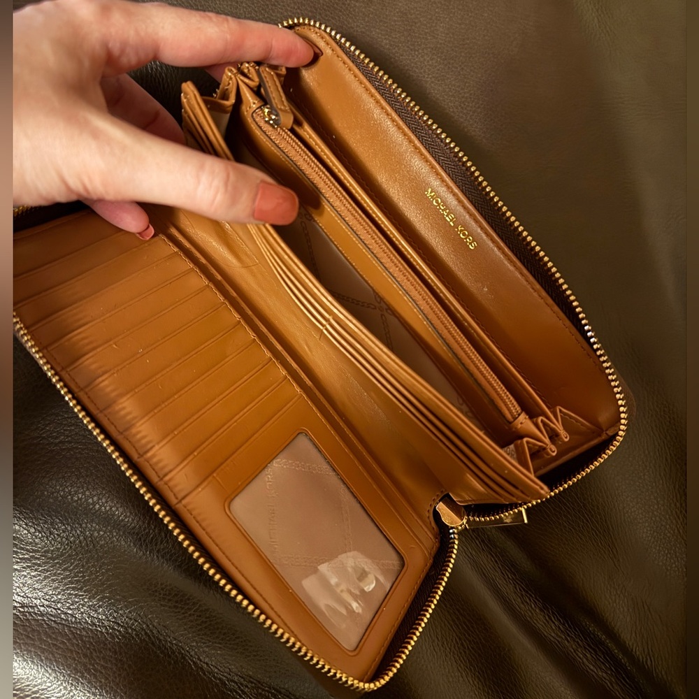Michael Kors Dark Brown and Tan Wristlet Wallet - Picture 4 of 4